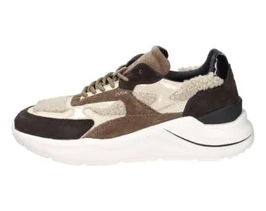 D.A.T.E. Glanzende leren Teddy sneakers – Bruin (W431FGNTCH)