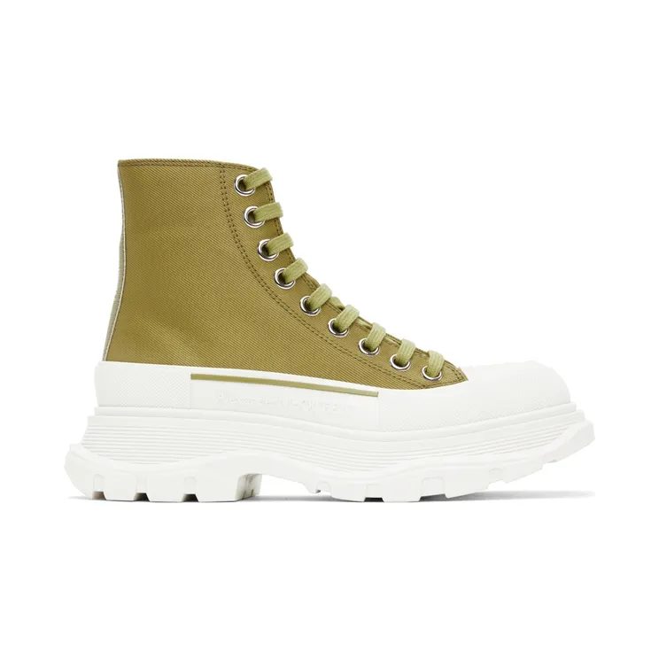 Alexander McQueen Green Tread Slick High Sneakers (697080W4U31)