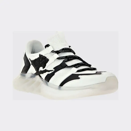 Plein Sport Runner Tiger Bicolor Abstract Print Mesh Sneakers White (FABSUSC0332PTE003N01)