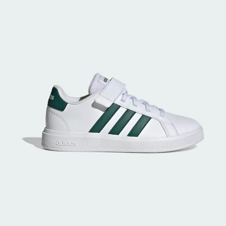 adidas Grand Court Court met Elastische Veters en Klittenband Cloud White / Collegiate Green / Cloud White (IG4842)