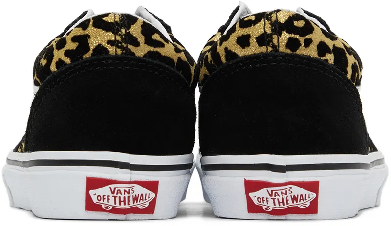 Vans Kids Black & Gold Leopard Old Skool Little Kids (VN0A7Q5FABS1)