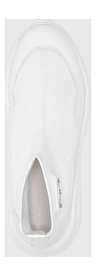 Philipp plein High-Top Slip-On Sneakers with a Sock Design and Leather Inserts White (LABSUSC0466PTE120N01) (3)
