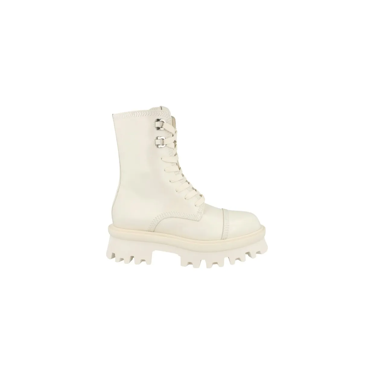 Ferragamo Kira Leather Combat Boots White (01F701-763844-M)