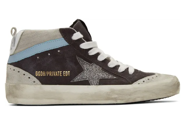 Golden Goose SSENSE Exclusive Grey Suede Glitter Mid Star Sneakers (F36WS634.Z8)