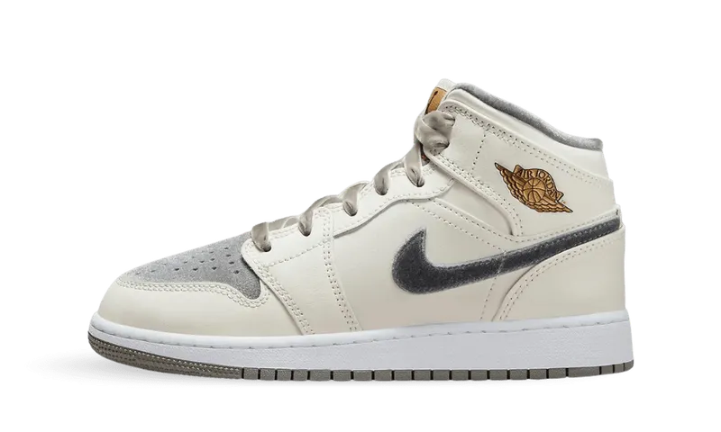 Nike Air Jordan 1 Mid SE Grey Velvet Toe (GS) (FB9899-100)
