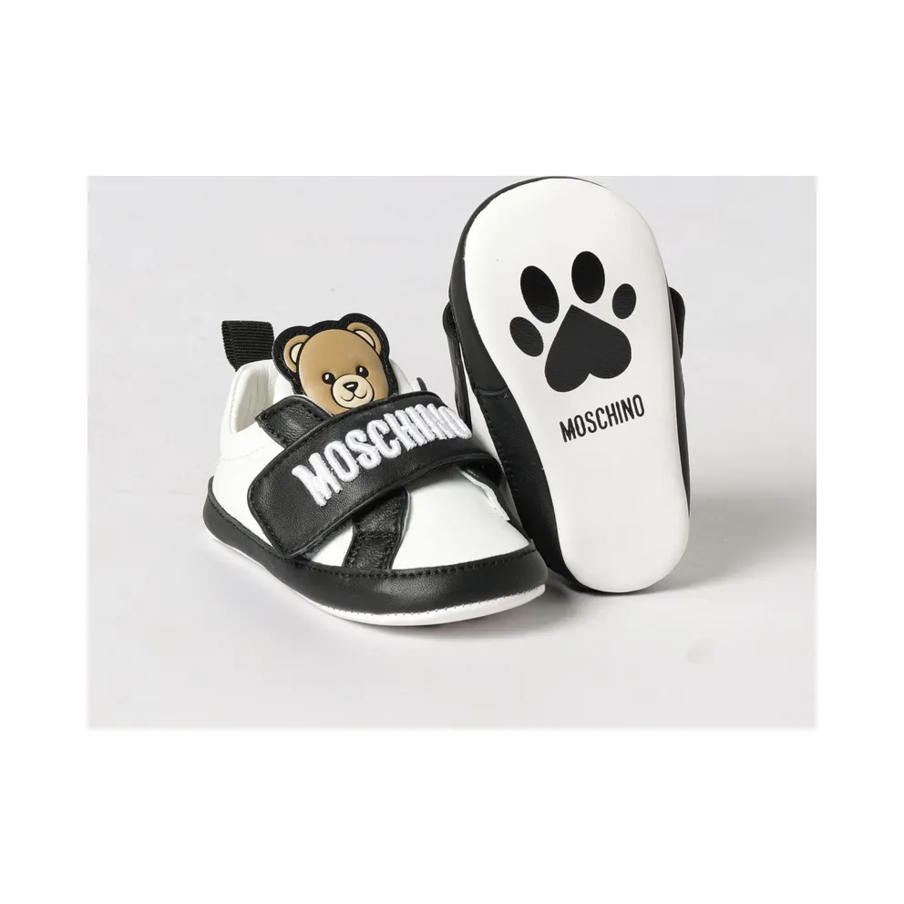 Moschino Leather Sneakers With Logo And Teddy Patch White (8290003)