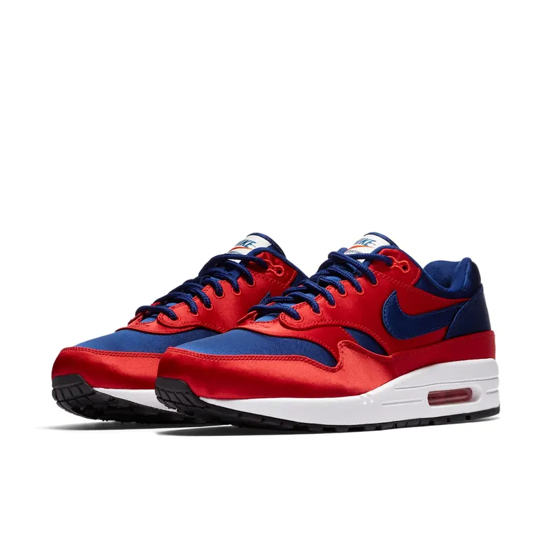 Nike Air Max 1 Satin University Red Deep Royal Blue University Red/White-Black-Deep Royal Blue (AO1021-600)