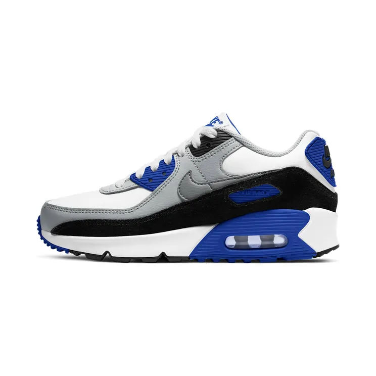 Nike Air Max 90 LTR GS White Grey Blue “White / Light Smoke Grey / Hyper Royal / Particle Grey” (CD6864-103)