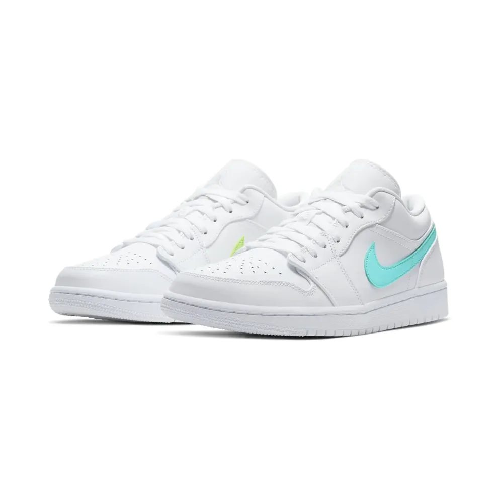 Jordan 1 Low White Multi-Color Swoosh White/Multi-Color-Light Aqua (CW7033-100)
