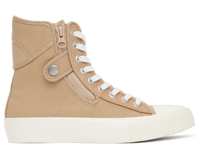 Regulation Yohji Yamamoto Beige Canvas High-Top Sneakers (FT-E57-060)