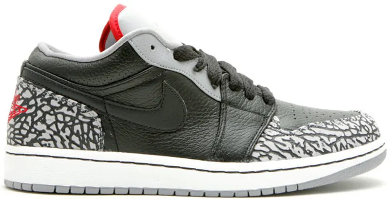 Jordan 1 Phat Low Black Cement (2008) Black/Varsity Red-White-Cement Grey (350571-061/338145-062)