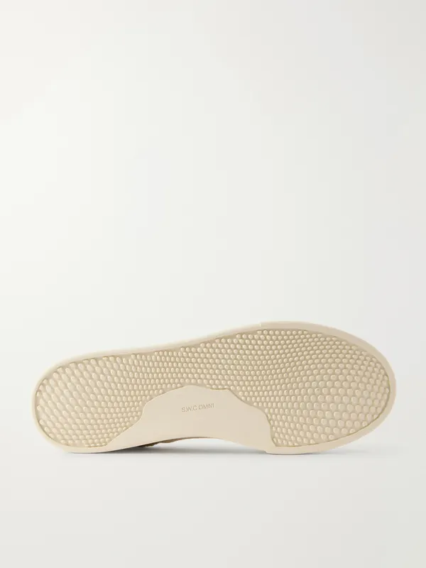 Omni Dellow Suede-Trimmed Distressed Drill Beige (OM01274)