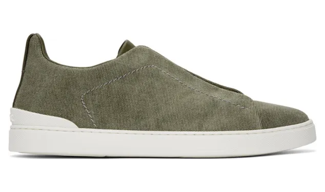 Ermenegildo Zegna Green Canvas Triple Stitch Sneakers (LHTYE-A4841X)