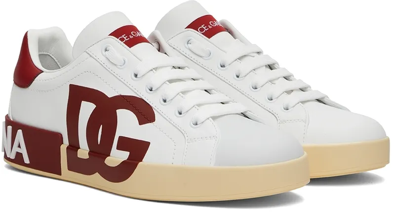 Dolce & Gabbana White & Red Portofino Low-Top (CS1772AC330)