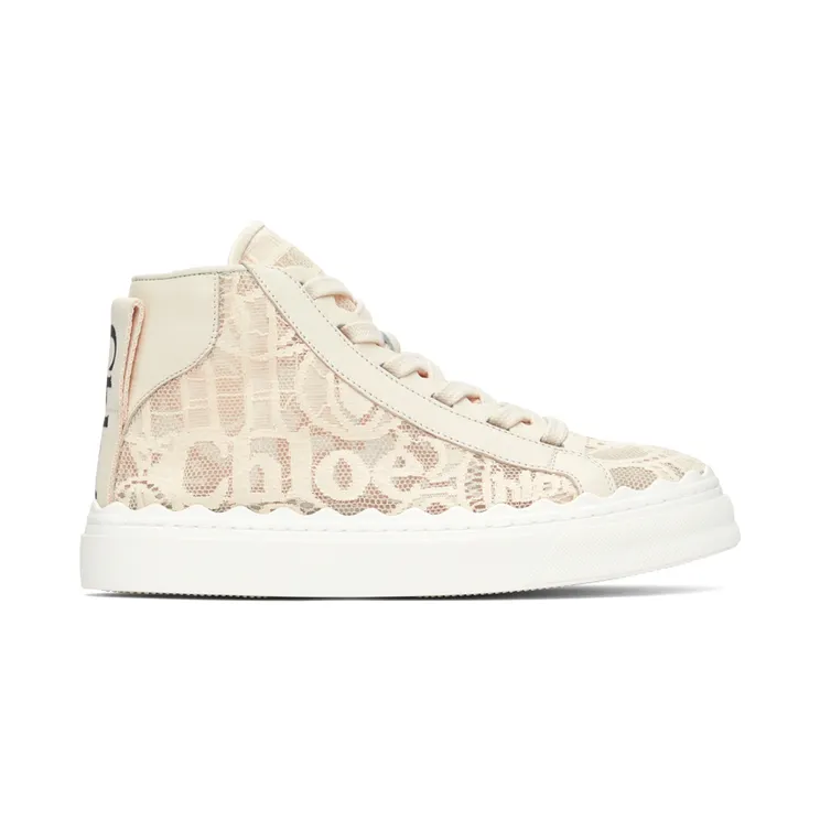 Chloé Off-White Lace Lauren High-Top Sneakers (CHC21S413D2)