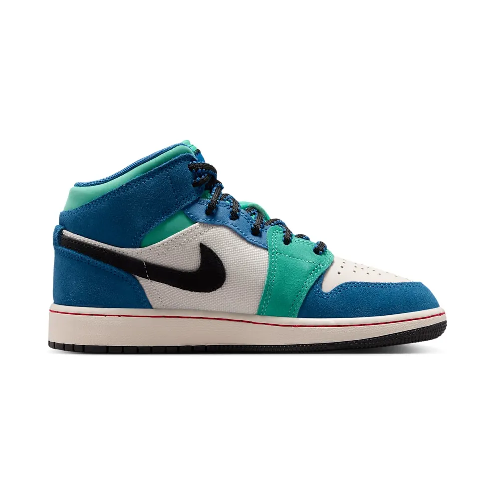Nike Air Jordan 1 Mid SE “Chalk / True Blue / Kinetic Green / University Red” (IO2065-100)