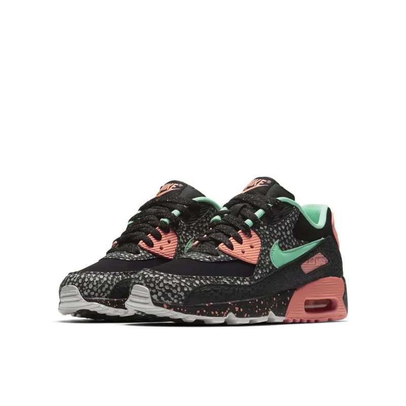 Nike  Air Max 90 Safari Black Green Glow Crimson Pulse (GS) Black/Green Glow-Crimson Pulse-Vast Grey (AJ2776-001)