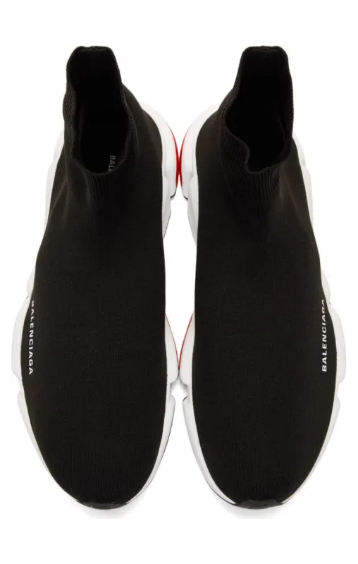 Balenciaga Black and Red Speed Sneakers (530351-W05G0) (4)