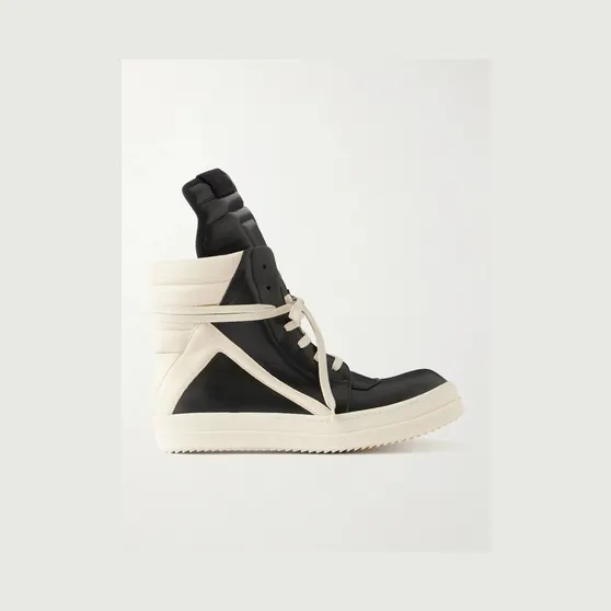 Rick Owens Geobasket Panelled Leather and Rubber Sneakers Black (RU02F4894)