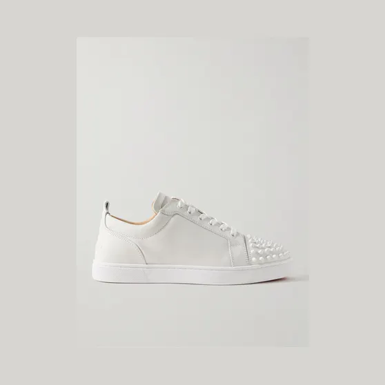 Christian Louboutin Louis Junior Spikes Cap-Toe Leather Sneakers White (3240422)