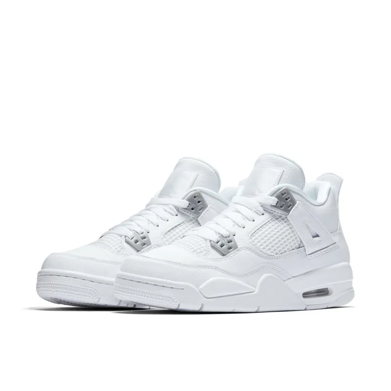 Jordan 4 Retro Pure Money 2017 (GS) White/Metallic Silver-Pure Platinum (408452-100)