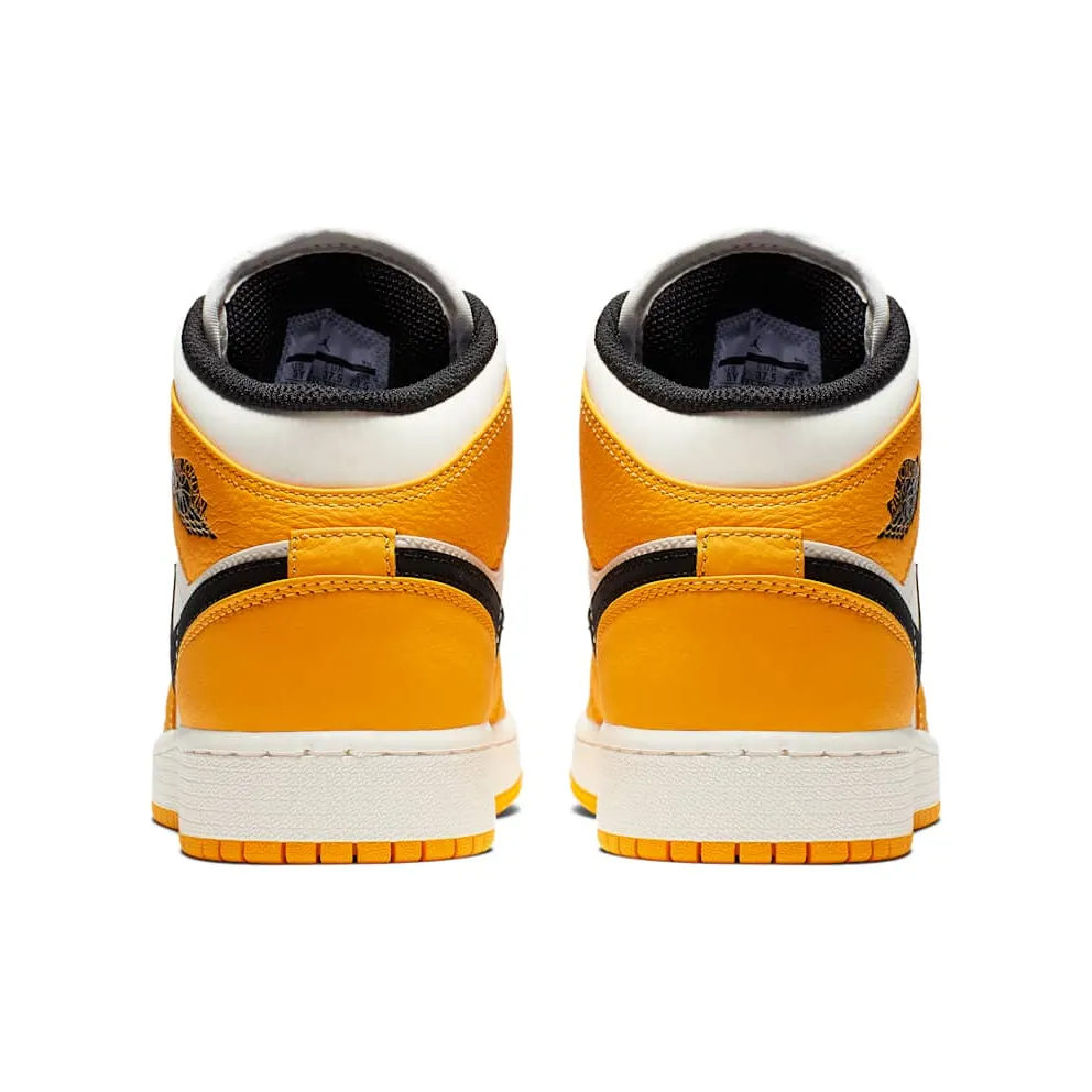 Jordan 1 Mid SE Lakers (GS) University Gold/Black-Pale Ivory-Court Purple-Sail (BQ6931-700)