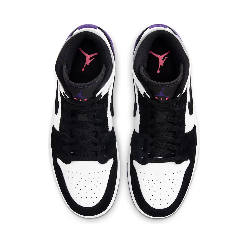 Jordan 1 Mid SE Purple White/Black-Light Solar Flare Heather-Varsity Purple (852542-105)