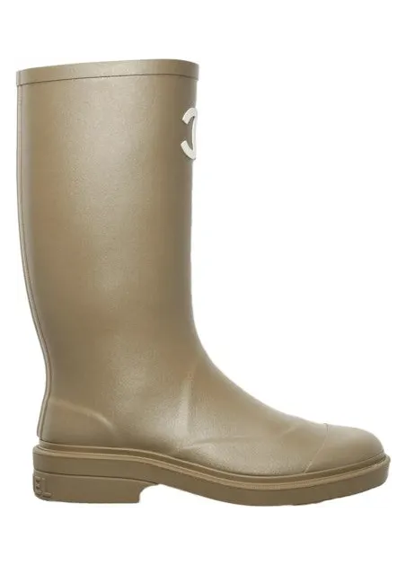 Chanel Rubber Rain Boots Dark Beige (G39620 X56326 0Q303)