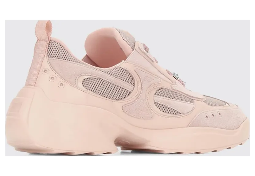 Roger Vivier Viv’ On The Run Leather and Mesh Sneakers with Chunky Sole Pink (RVW75645570VN81VD1) (2)