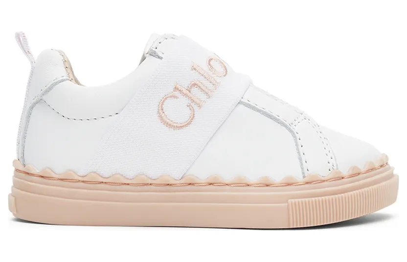 Chloé Baby White Leather Lauren Sneakers (C09030)