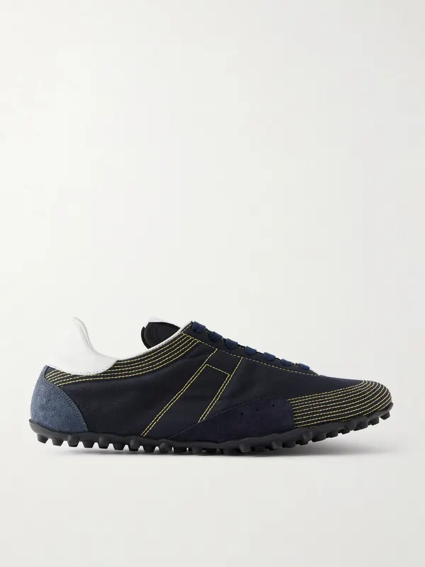 Maison Margiela Sprinters Leather and Suede-Trimmed Cotton-Twill Black (S57WS0551)