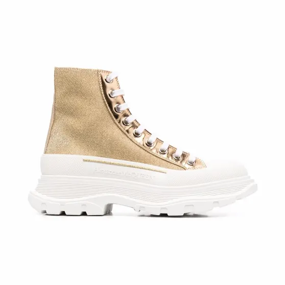Alexander McQueen Tread Slick verfraaid met glitter “Gold” (685699W4SG1)