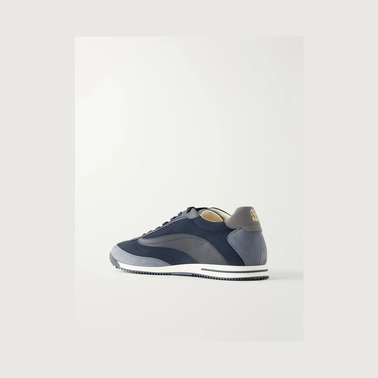 Brunello Cucinelli Suede and Leather-Trimmed Shell Sneakers Navy (MZUGNIA357) (4)