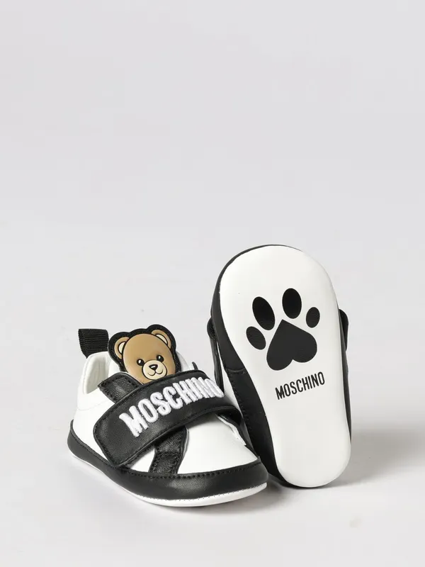Moschino Leather Sneakers With Logo And Teddy Patch White (8290003)