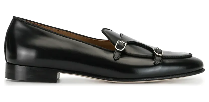 Edhen Milano Brera Loafer mit doppeltem Riemen “Black” (ALB099ABBR)