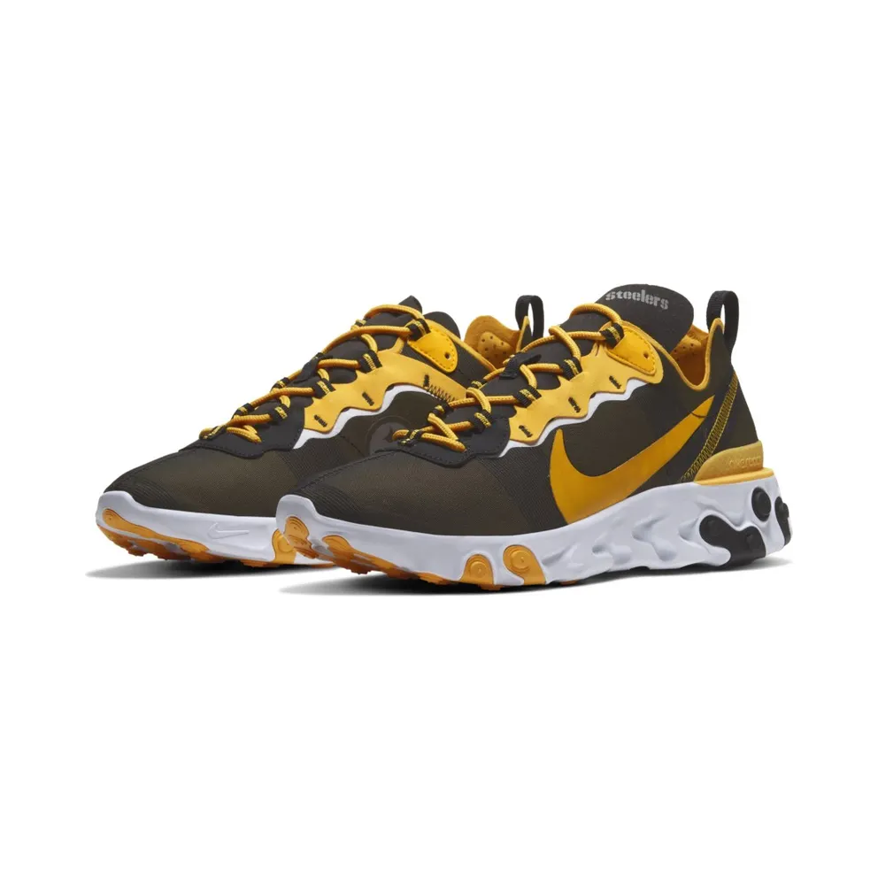 Nike React Element 55 Pittsburgh Steelers Black/White-University Gold (CK4893-001)