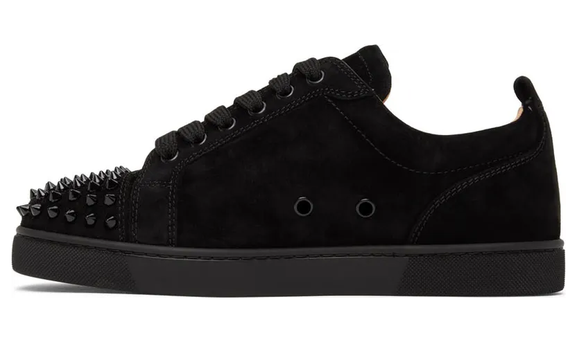 Christian Louboutin Black Suede Louis Junior Spikes Flat Sneakers (1130575) (3)