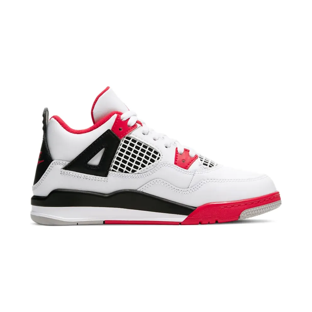 Jordan 4 Retro Fire Red 2020 (PS) White/Black-Tech Grey-Fire Red (BQ7669-160)