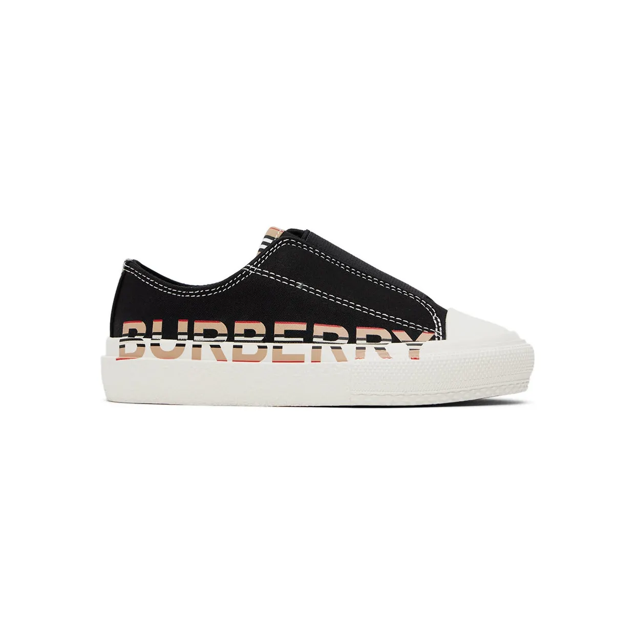 Burberry Kids Black Icon Stripe Logo Slip-on Sneakers (8042881)