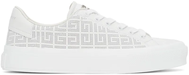 Givenchy White 4G Perforated Sneakers (BE0027E19X100)
