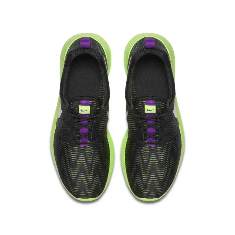 Nike  Roshe One Flight Weight Black Ghost Green (GS) Black/White-Ghost Green-Grape Ice (705486-003)