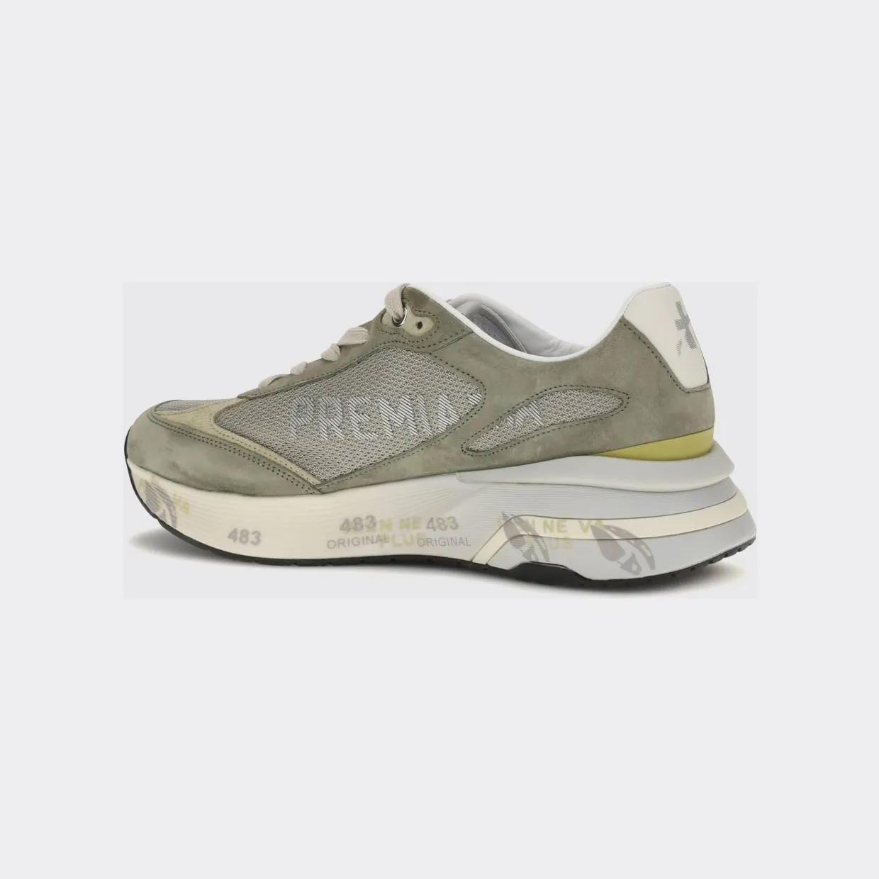 Premiata Moerund Suede and Nylon Sneakers Olive (MOERUN8300) (2)