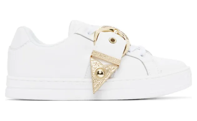 Versace Jeans Couture White and Gold Buckle Sneakers (EE0VWASK9E71957)