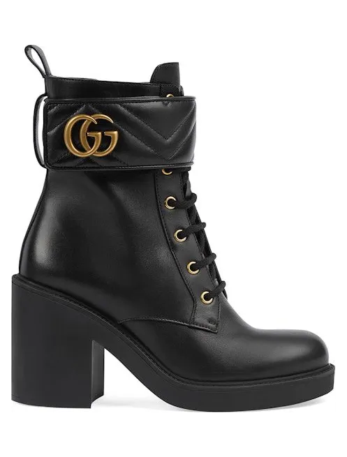 Gucci GG Strap Matelasse Quilted Leather Ankle Boots Black (719849 AAA5W 1058)