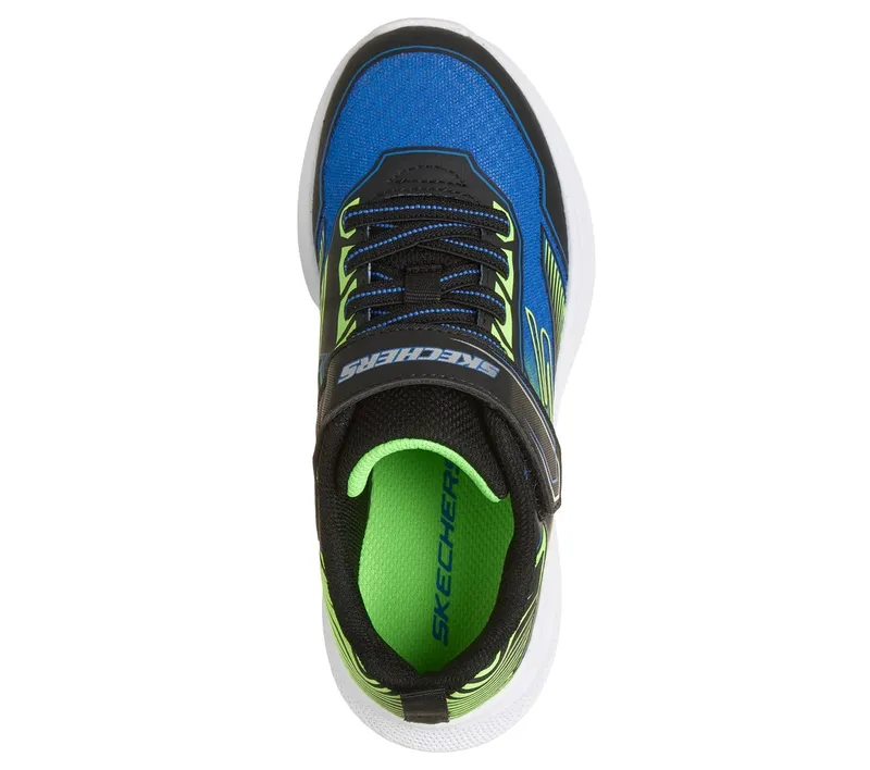 Skechers Microspec Velocity – Grid-Drift Sneaker Black/Blue/Limoen