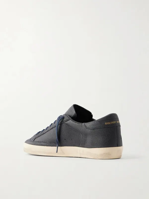 Golden Goose Super-Star Distressed Full-Grain Leather Sneakers Navy (GMF00101.F008887) (4)