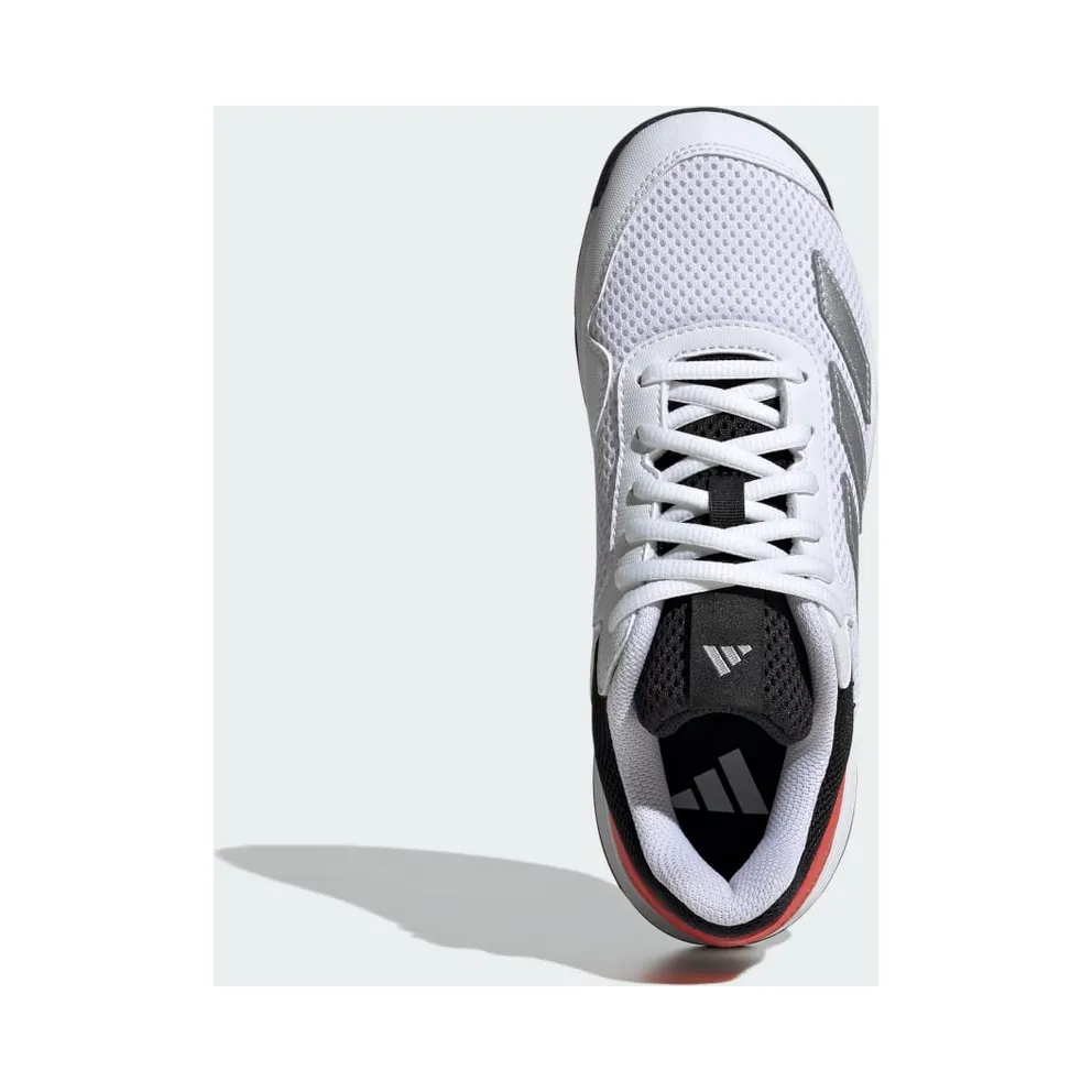 Adidas Courtflash Tennis Kids Cloud White / Silver Metallic / Bright Red (JI2447)