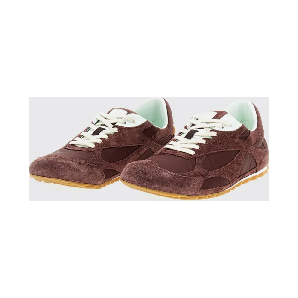 Bottega Veneta Orbit Suede and Nylon Sneakers with Notched Sole Burgundy (867944V3MS26186)