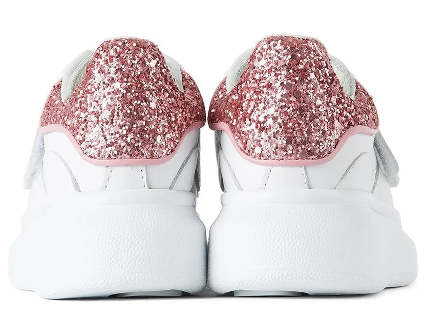 Alexander McQueen Kids White & Navy Glitter Oversized Velcro Sneakers (612098WHX1Y) (2)