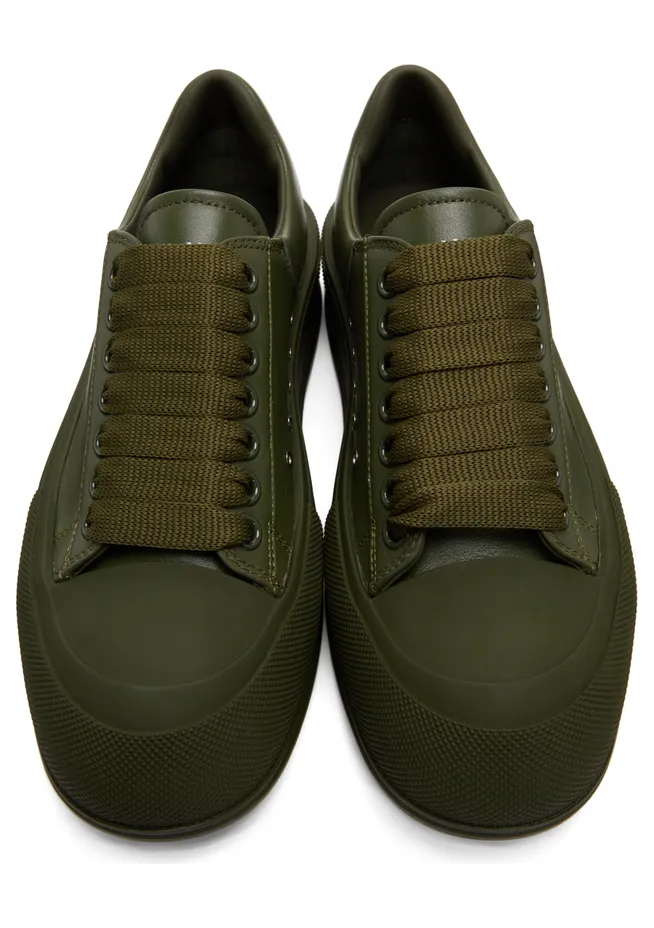 Alexander McQueen Khaki Deck Plimsoll Sneakers (667817WIAGC) (5)